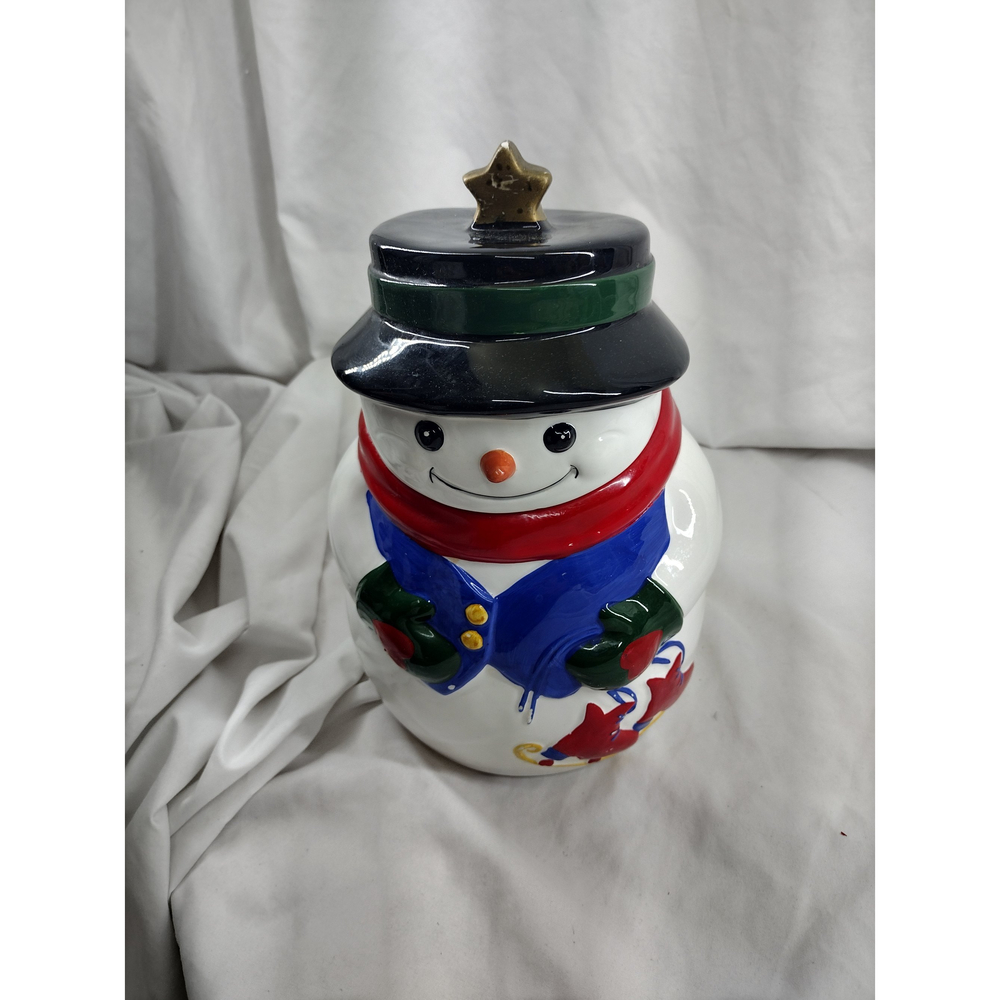 Snowman cookie Jar Allure @1998 vintage hand painted